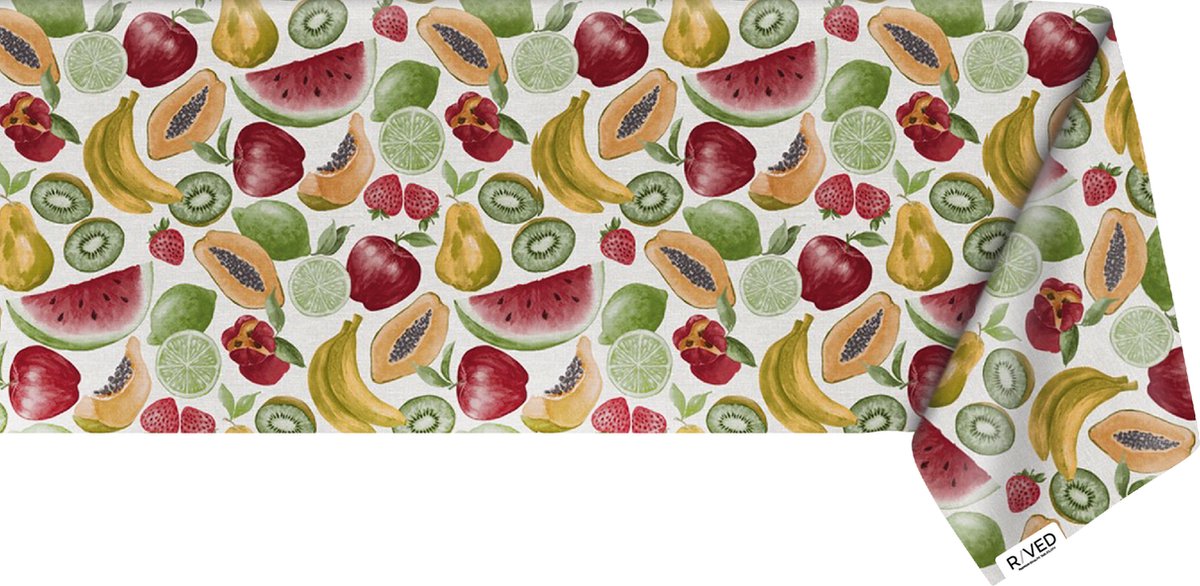 Raved Tafelzeil 140 cm × 320 cm – Watermeloen-dessin – Rood PVC Afwasbaar