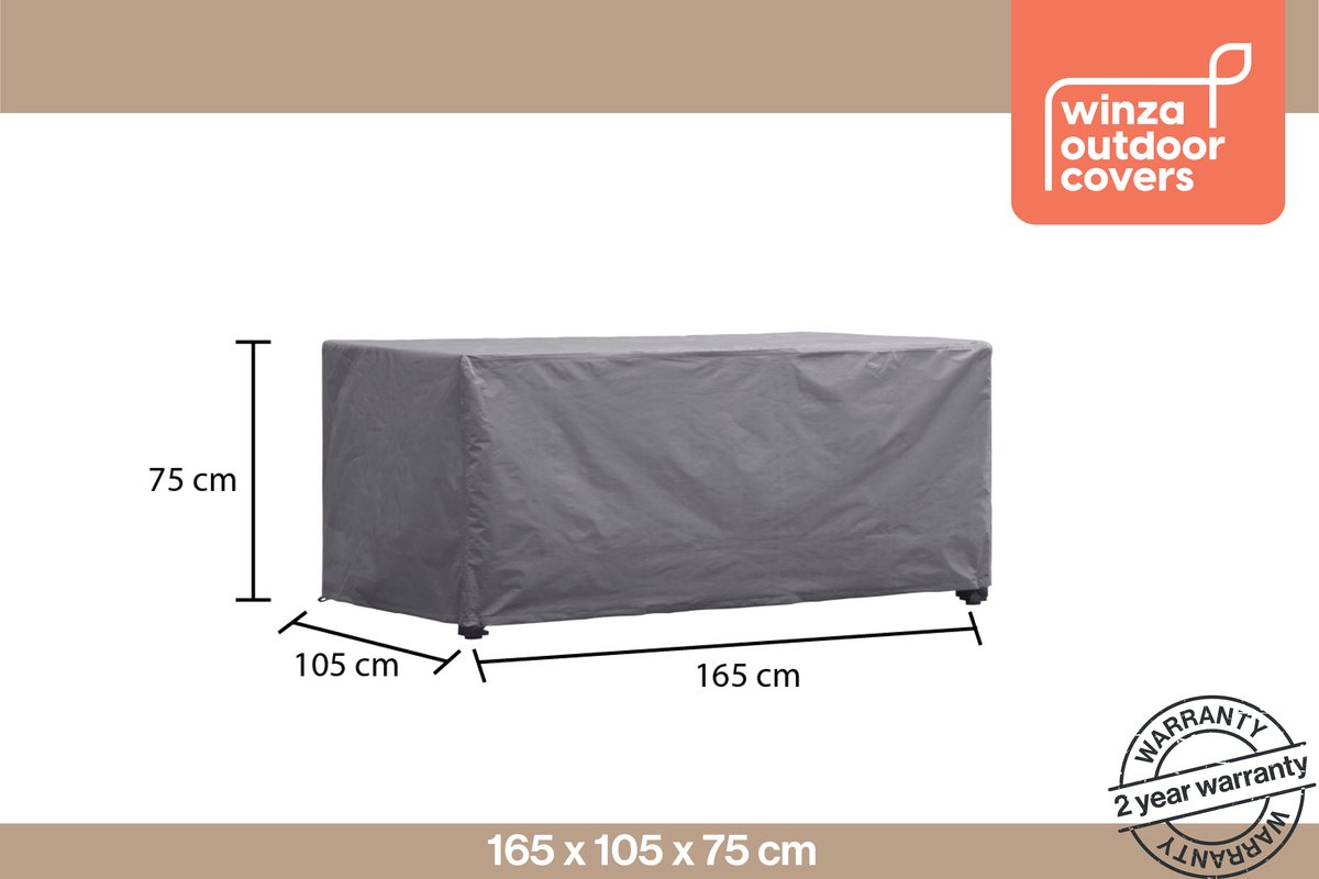 Winza Outdoor Covers Premium - beschermhoes tafel tot 160 cm - Afmeting : 165x105x75 cm - Tuintafel hoes - tuinmeubelhoes Antraciet