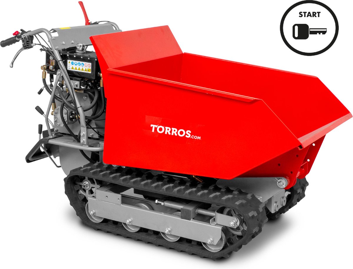 Mini rupsdumper kipbak 500kg 9pk 6+2R snelheden elektrische start Torros MRD500H6E