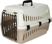 ,transportbox Expedion (transportbox voor huisdieren, katten, honden, konijnen), van kunststof, 45 x 30 x 30 cm, mocaccino/crème