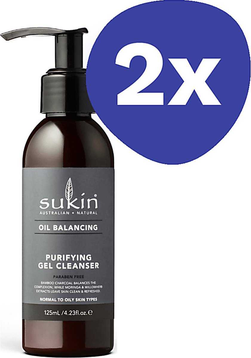 Goedkoopste Sukin Oil Balancing Charcoal Balancing Gel Cleanser (2x 125ml