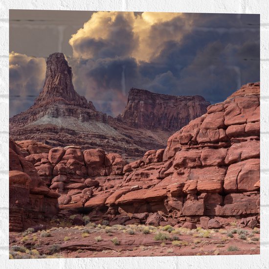 Muursticker - Stenen - Wolken - Bezienswaardigheid - 50x50 cm Foto op Muursticker