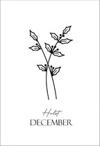 Geboortebloem December 20x30cm - Stijlvolle Wanddecoratie - Hulst Symbool | NUUW at home