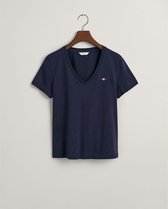 Gant Reg Shield Korte Mouwen V-hals T-shirt Blauw XL Vrouw