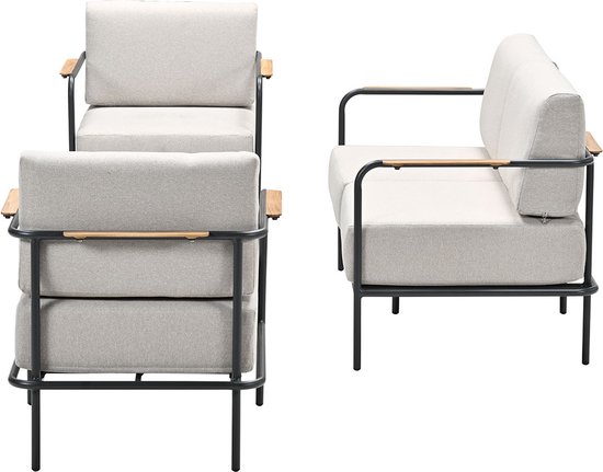 Ensemble de salon Garden Impressions Lisboa - 4 pièces - noir carbone - sable du désert - aspect teak