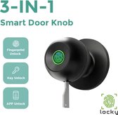 Locky© - Zwart - Smart Lock - Slim Deurslot - Met Vingerafdruk - Deurklink - Intelligent Smartlock - Wi-Fi Deurklink - Codevergrendeling - Kantoorslot Smart Deurklink - Met App