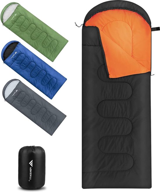 Night Cat Camping Slaapzak voor Volwassenen 3 Seizoenen Draagbaar Lichtgewicht Backpacking Wandelen Reizen Indoor Outdoor Aanbevelen 5℃-15℃ 80x190cm Switch naar een Dekbed of Deken