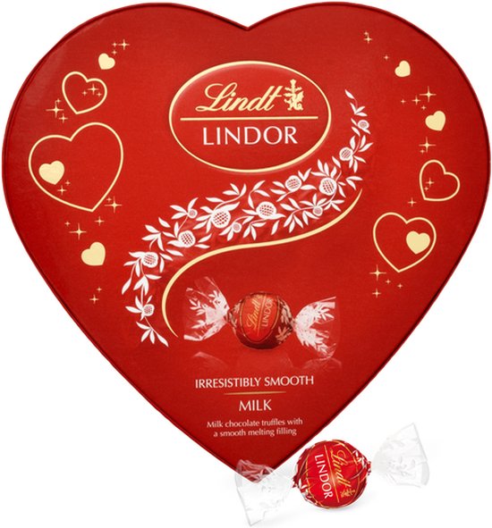 Lindt LINDOR Hart Cadeauverpakking - Melkchocolade Bonbons - 200 gram (16 bonbons)
