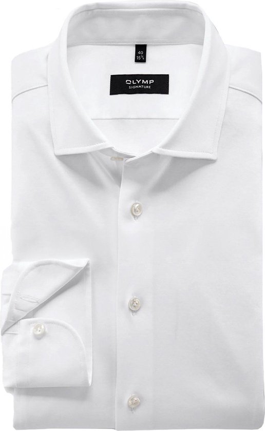 OLYMP - Signature Overhemd Jersey Wit - Heren - Maat 42 - Modern-fit