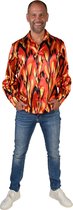 Magic By Freddy's - Duivel Kostuum - Eternal Flames Overhemd Man - Oranje - Small / Medium - Halloween - Verkleedkleding