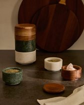 Kave Home - Kleine keukenpot Siris van hout en marmer met meerdere compartimenten