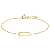 Lucardi Dames Zilverne goldplated armband met ovaal - Armband - 925 Zilver - Goud - 19 cm