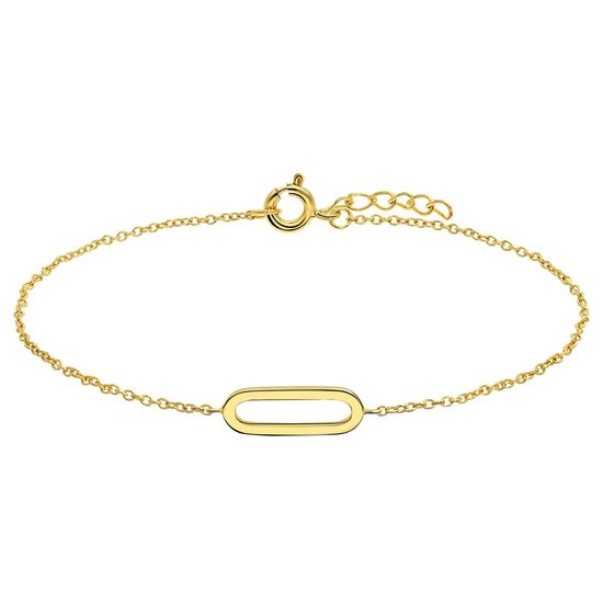 Lucardi Dames Zilverne goldplated armband met ovaal - Armband - 925 Zilver - Goud - 19 cm