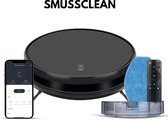 SmussClean Q1 - Robotstofzuiger - Robotstofzuiger met dweilfunctie - Met App en afstandsbediening - Geschikt voor huisdieren - Droog en nat dweilen - Geschikt voor elk vloer type - Tapijt - 1400Pa zuigkracht