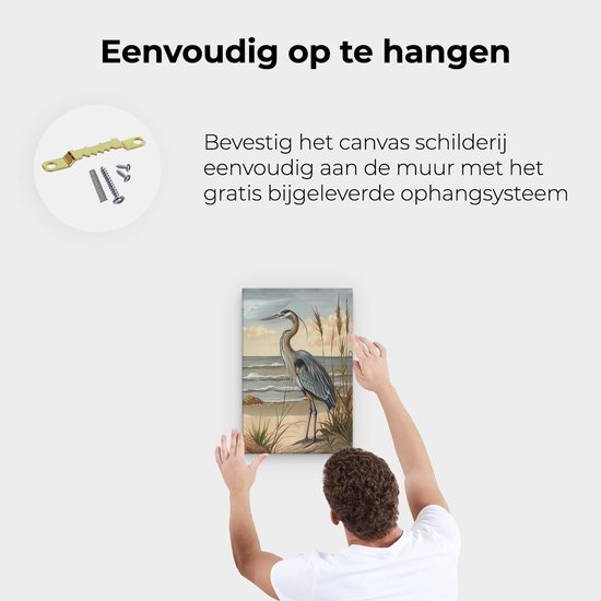 Artaza Peinture sur toile Héron bleu debout sur la plage – 20 x 30 – Klein – Photo sur toile – Impression sur toile