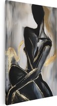 Artaza Canvas Schilderij Zwart en Goud Kunstwerk van een Vrouw - 20x30 - Klein - Foto Op Canvas - Canvas Print