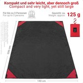 Lichtgewicht Draagbare Stranddeken Pocket Blanket met karabijnhaak voor Strand Picknick Camping en Wandelen 140 x 200 cm (Zwart)