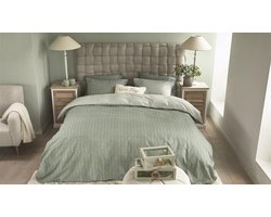 Riviera Maison Bambu dekbedovertrek - Lits-Jumeaux XL - 260x200/220 - Grijsgroen
