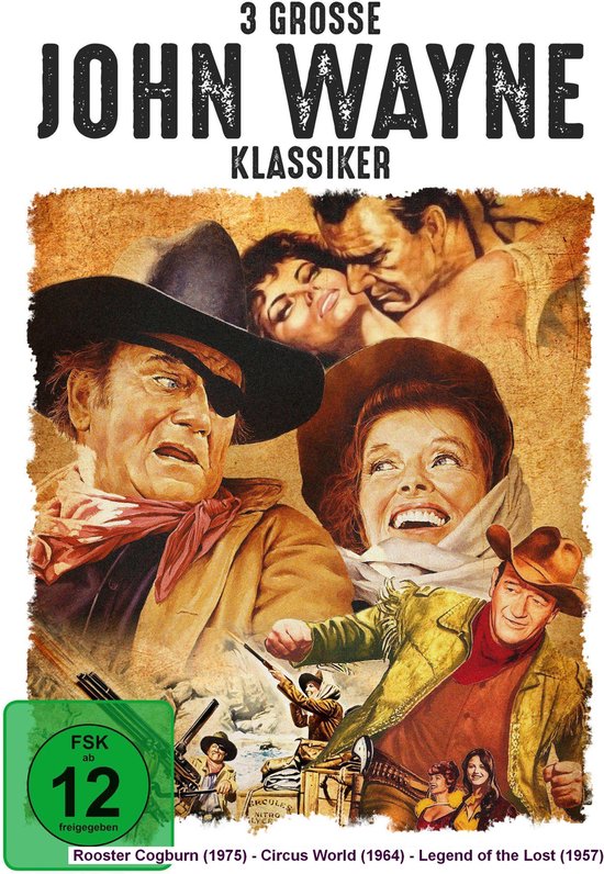 John Wayne klassiekers - Rooster Cogburn (1975) - Circus World (1964) - Legend of the Lost (1957) [3 DVD's] Engels gesproken, geen NL ondertiteling !