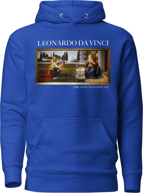 Leonardo da Vinci 'De Annunciatie' ("The Annunciation") Beroemd Schilderij Hoodie | Unisex Premium Kunst Hoodie | Team Royal | M