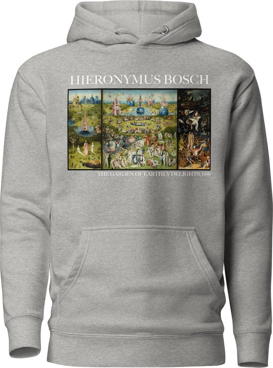 Hieronymus Bosch 'De Tuin der Lusten' ("The Garden of Earthly Delights") Beroemd Schilderij Hoodie | Unisex Premium Kunst Hoodie | Carbon Grey | S