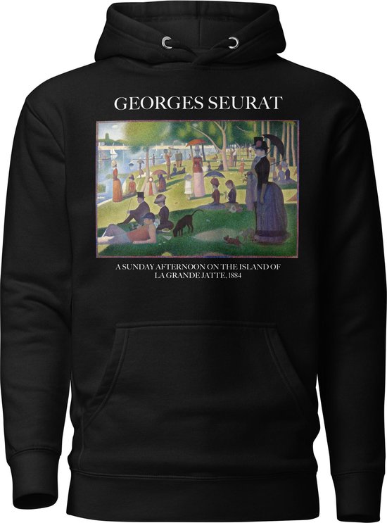 Georges Seurat 'Een Zondagmiddag op het Eiland van La Grande Jatte' ("A Sunday Afternoon on the Island of La Grande Jatte") Beroemd Schilderij Hoodie | Unisex Premium Kunst Hoodie | Zwart | S