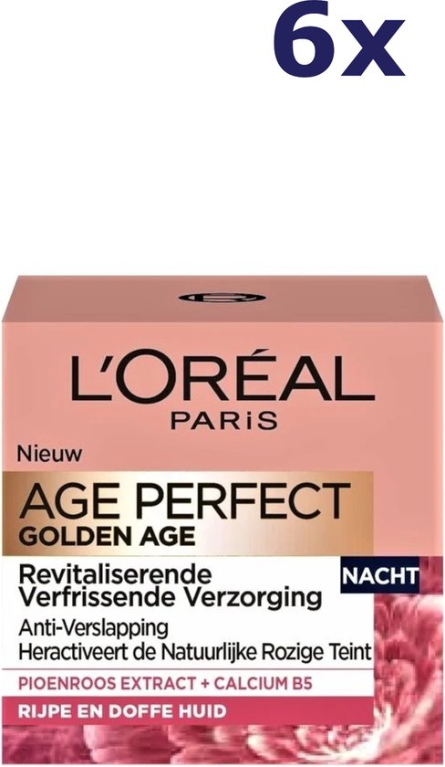 L'Oréal - Age Perfect Golden Age Nachtcrème - 6 x 50 ml - Voordeelverpakking