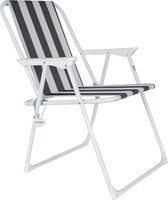 EASTWALL Chaise de camping pliable - Chaise pliante - Chaise pliante - Chaise de plage - Pliable - Polyvalente - Activités de Plein air - Gain de place - Élégant - Fonctionnel - Wit/ Blauw