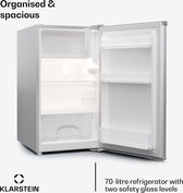 Klarstein Cool Cousin - Réfrigérateur combiné - 70 Litres - Compartiment congélateur 11 Litres - Argent