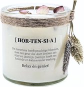 DIY pakket - Geurkaars met bloemen - hortensia - 8cm