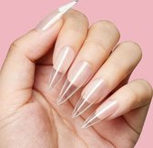 Gel Tips Nail Extension Full Cover medium Stiletto - plaknagels -nepnagels- 240 stuks en 12 maten -False nails- met lijm en nagelvijl - Nagel tips Transparant