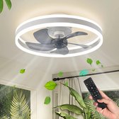 Lampe de ventilateur de plafond Brivia - Lampe Smart - 6 modes - Intensité variable - Wit - Grijs - Ventilateur de lustre - Ventilateur de lustre - Lampe de salon - Lampes de ventilateur