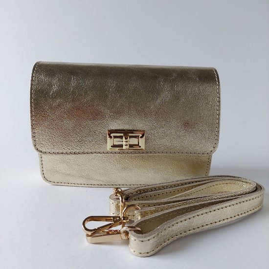 dames tas JAMILLA goud kleur is in helemaal nu klein maar fijn mooie kwaliteit met losse tashengsel handgemaakte tas