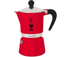 Bialetti Rainbow Percolator 1 Kops Rood – Italiaanse Espressopot – Aluminium Koffiezetter – Moka Pot voor 1 Kopje Espresso