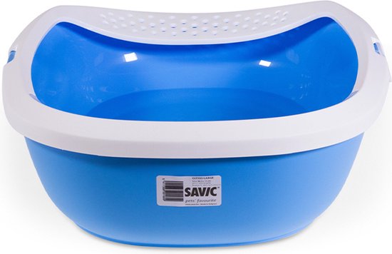 Savic litter tray gizmo met boord.52 x 39.5 x 15 cm blauw . Door zijn gestroomlijnde binnenkant makkelijk te onderhouden,