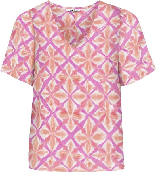 Only T-shirt Onlalma Life Vis S/s V-neck Top Aop 15273136 Sachet Pink/559 Marley Femme Taille - L