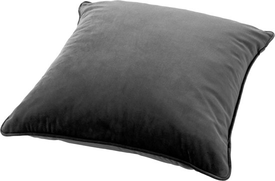Dutch Decor - Set de 4 coussins décoratifs - Essentials - Anthracite - Zwart - Finn 45x45 + Olly rond - y compris coussins intérieurs - velours
