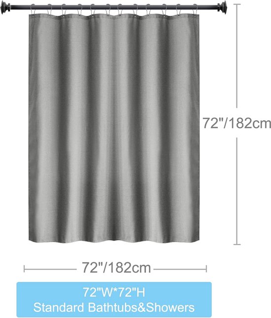 Tenda Doccia Floreale Grigio Rosa LIGHTINHOME - 182x182 Cm - Fiori Di Ciliegio - Con Ganci - 2