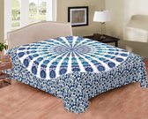 2 persoons Sprei - Dunne sprei - Duurzaam katoen - Mandala - Blauw/wit