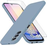 Geschikt voor Samsung Galaxy A25 5G - Dun Zacht TPU Siliconen - 1 Stuk Screenprotector - Back Cover Hoesje - Lavendelgrijs