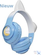 RyC Toys Kinder Hoofdtelefoon- blauw |Draadloze Koptelefoon-Kids Headset-Over Ear-Bluetooth-Microfoon-Katten Oortjes-Led Verlichting