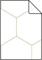 Proefstaal ESTAhome behang hexagon wit en goud - 139312 - 26,5 x 21 cm