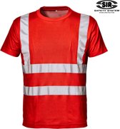 SIR SAFETY MISTRAL UV HiVis Rood T-Shirt - Werkshirt Hi Vis UV-bescherming Reflecterende Banden Bouw Wegwerkzaamheden Fietsen