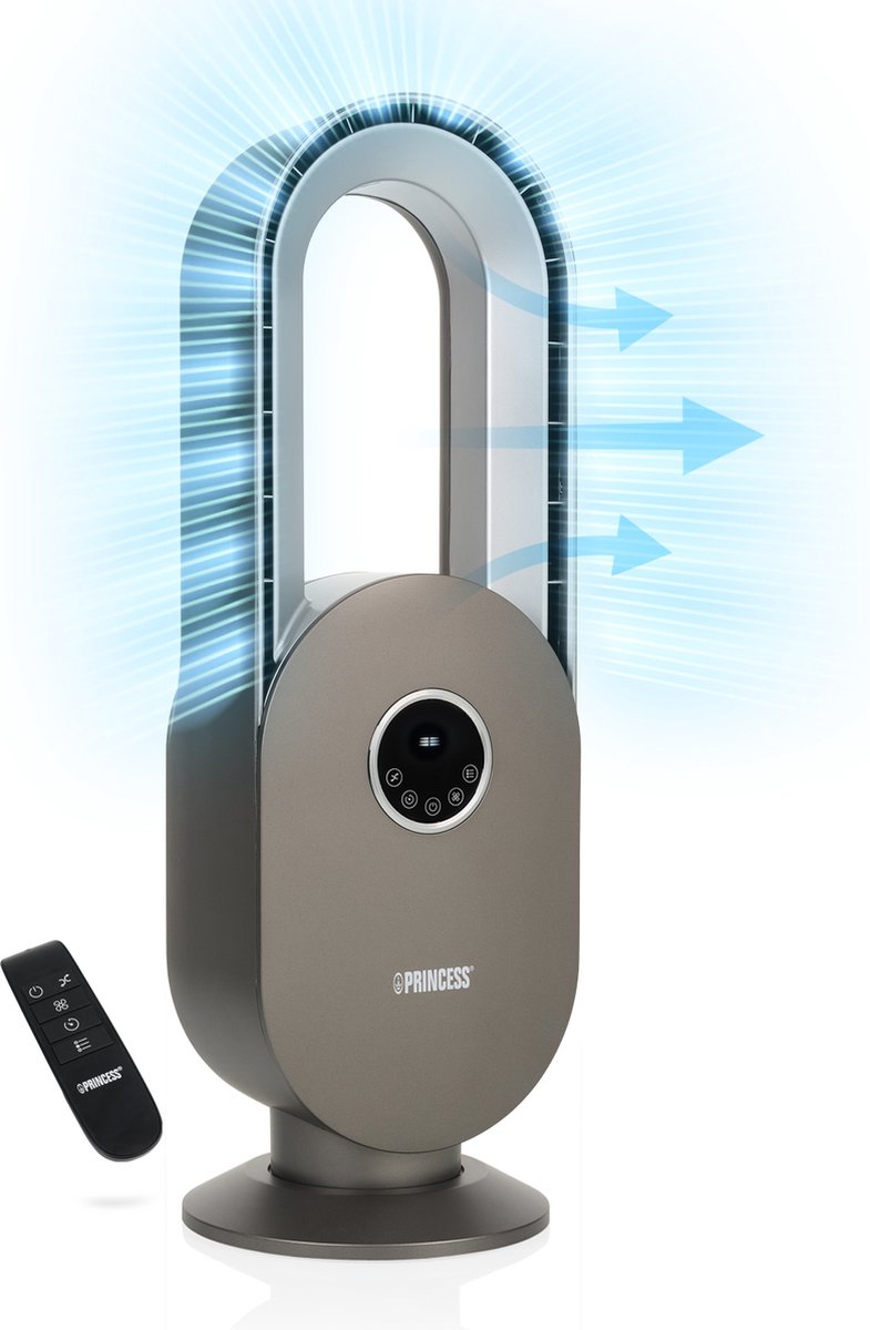 Princess Ventilator zonder blad 351500 Bladeless Fan Timerfunctie 15u Oscillerend 55° Indrukwekkend krachtig 45W Stil design LED-Display Afstandsbedieing
