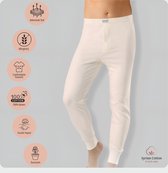 Lange Winter Onderbroek voor heren – legging met gulp – 100% katoen - Wit - XL