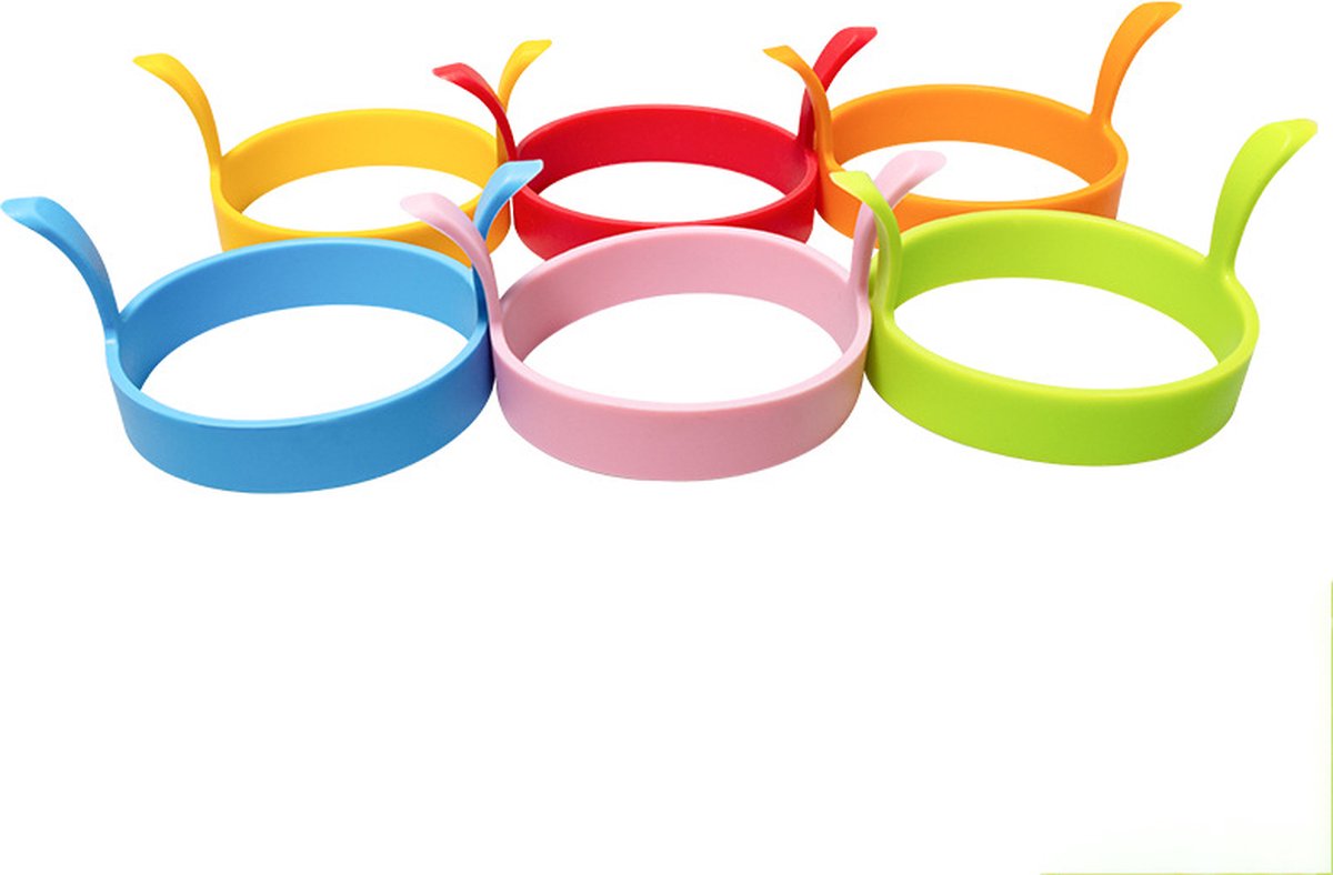 Andyou-6 stuks omeletvorm-ronde ring ontwerp-antiaanbak eierring-omelet siliconen vormer-oranje, groen, rood, geel, blauw, roze