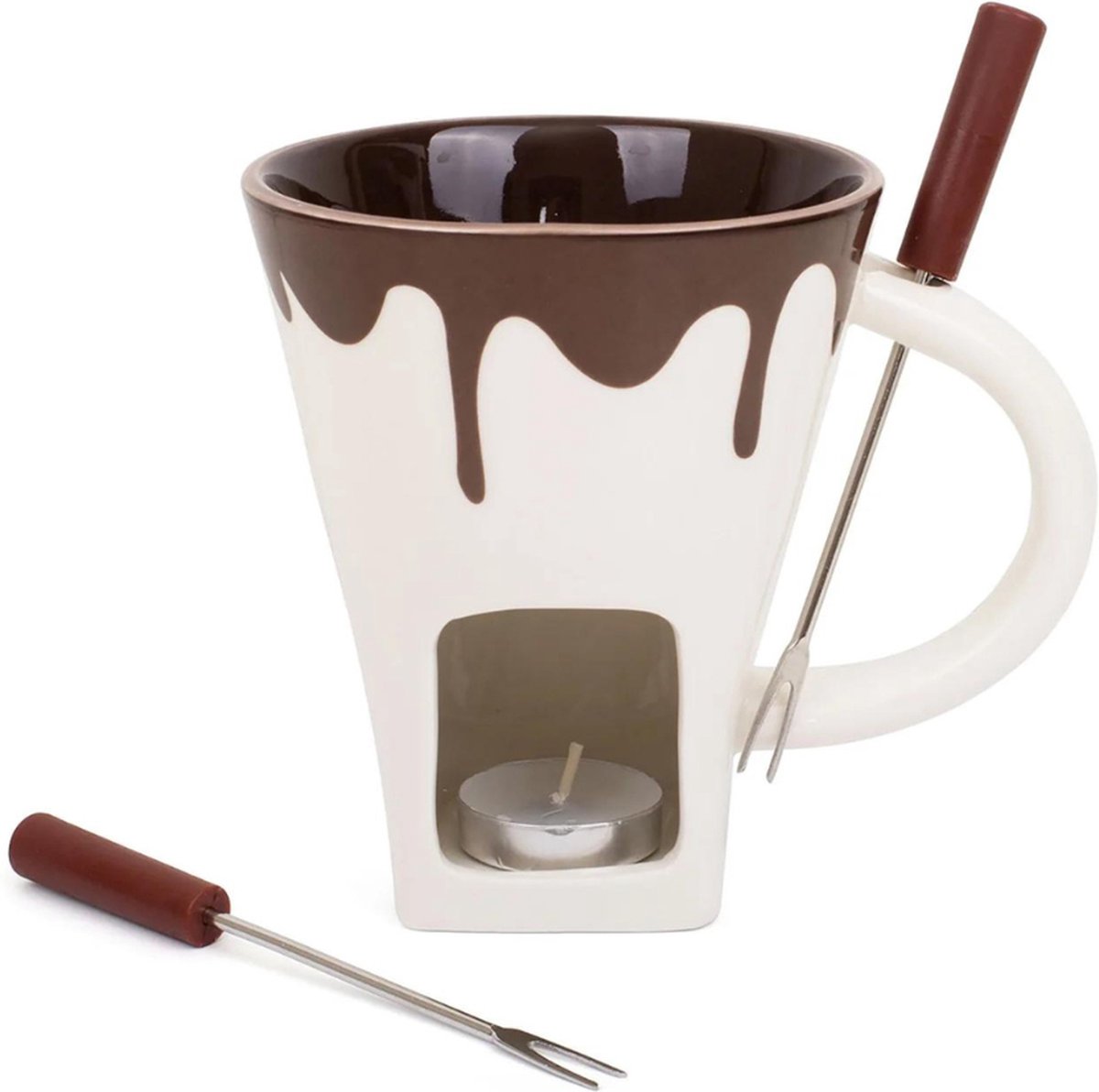 Chocolade Fondue Mok - Inclusief 2 Vorken & Kaars - 200 ml - Fondue mok - Unieke mok