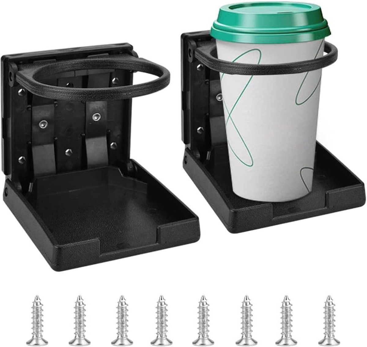 Set van 2 autobekerhouders, opvouwbare blikjeshouder, verstelbare flessenhouder, bekerhouder, koffiebekerhouder, bekerhouder, opvouwbare bekerhouders voor boot, auto, vrachtwagen, camperaccessoires