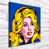 Pop Art Dolly Parton - Canvas Print - op dennenhouten kader - 60 x 60 x 2 cm - Wanddecoratie