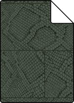 Proefstaal Origin Wallcoverings behang tegelmotief met slangenprint donkergroen - 347789 - 26,5 x 21 cm